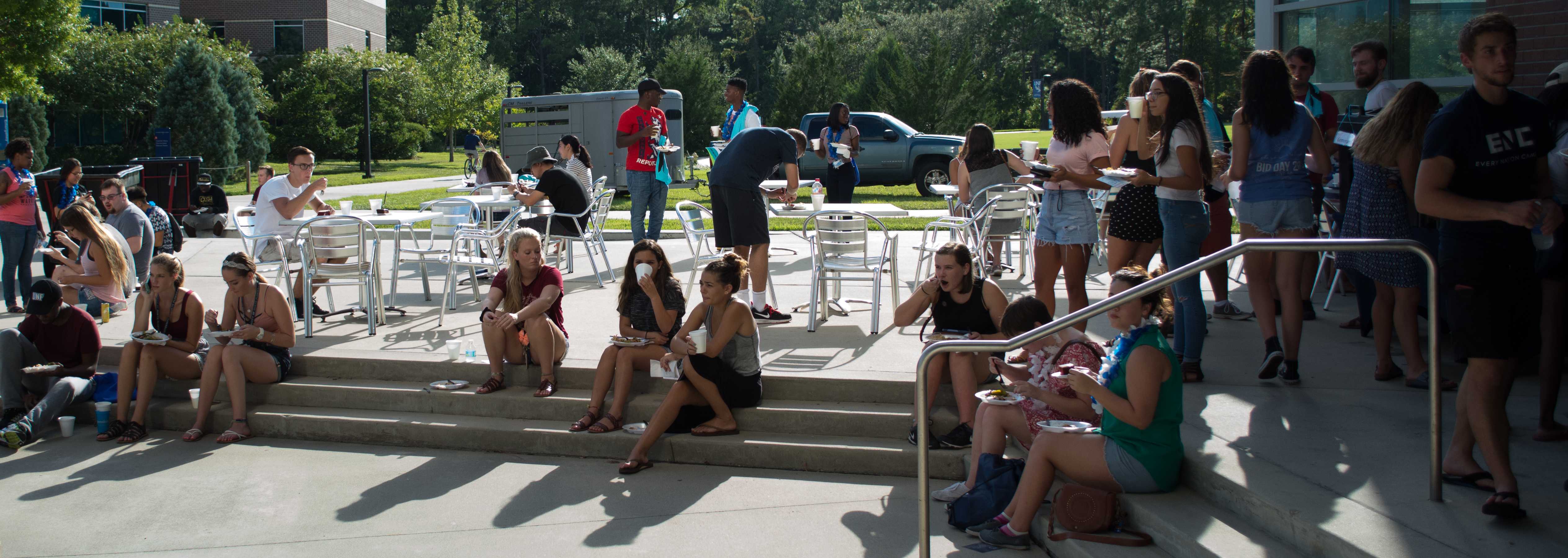 Students attended the Welcome to College Luau to learn what's going on around campus. Photo by Lili Weinstein