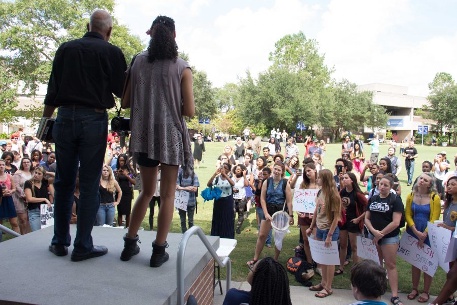 Black Lives Matter met on the Green for an organized protest Wednesday.

Photo by Brittany Moore 