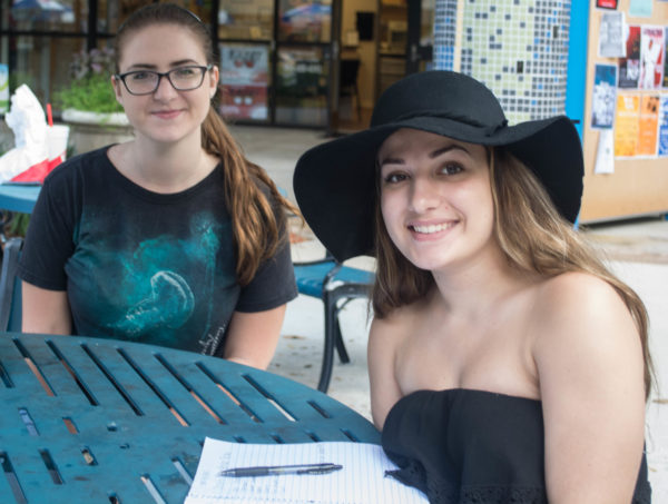Natalie Galluzzi and Melinda Saavedra are seniors studying psychology.  Photo by Lili Weinstein. 