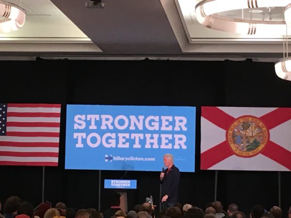 Bill Clinton spoke on behalf of Hillary Friday at the Jacksonville Public Library
