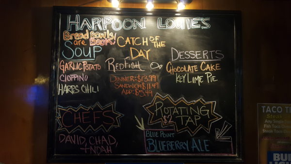 Harpoon Louie's menu. Photo by Courtney Stringfellow