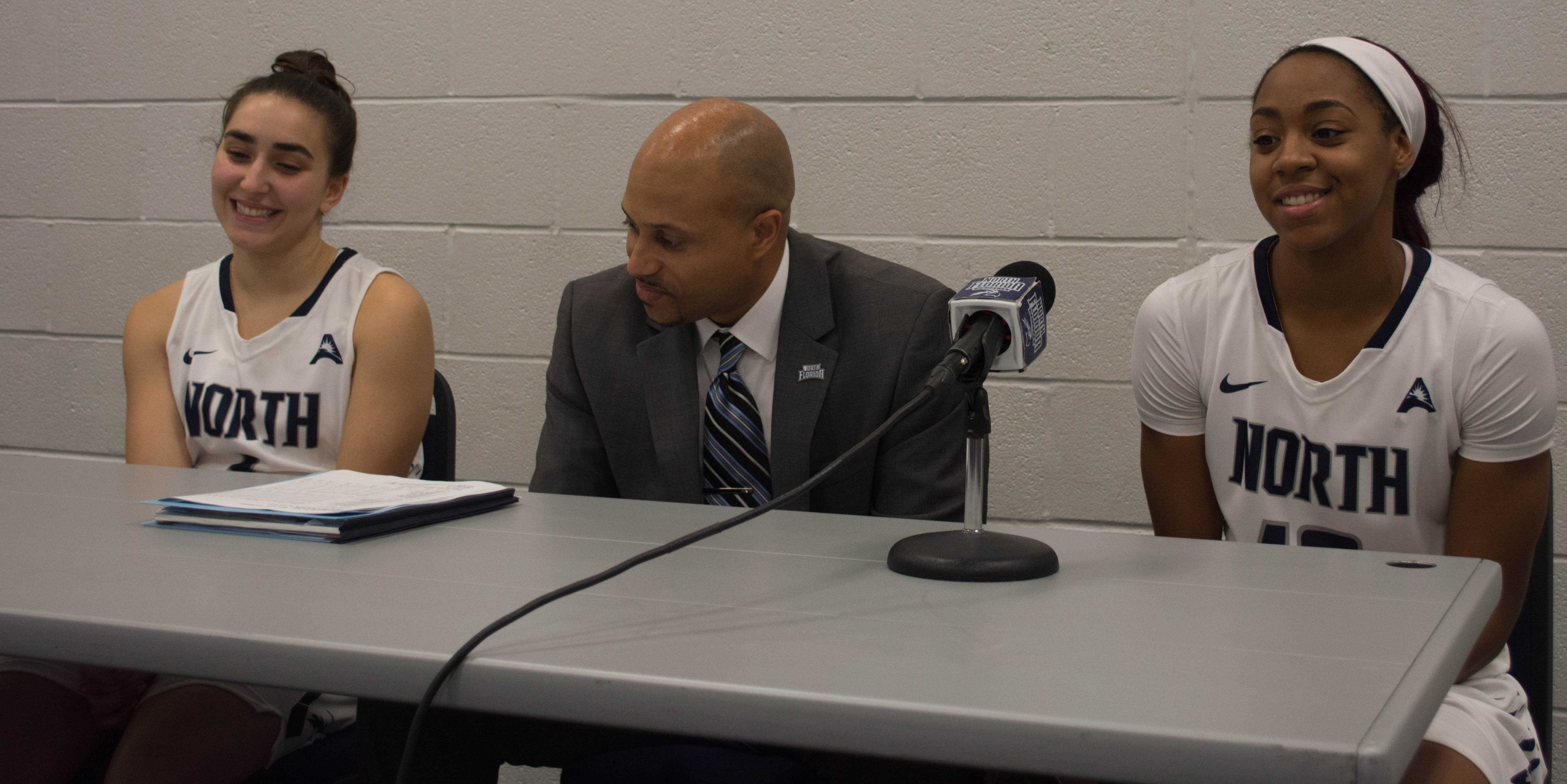 Head Coach Darrick Gibbs with Claire Ioannidis and Sierra Sheperd Photo by Lili Weinstein 