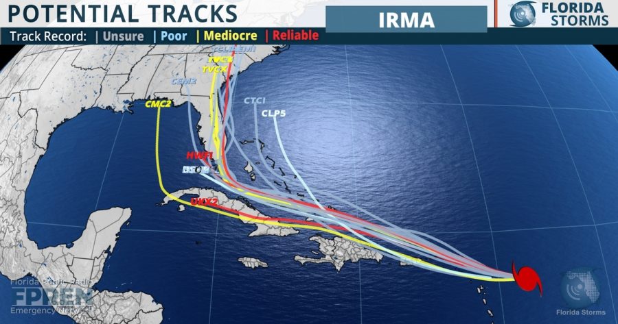Possible paths for Irma from Florida Storms. Graphic from Florida Storms