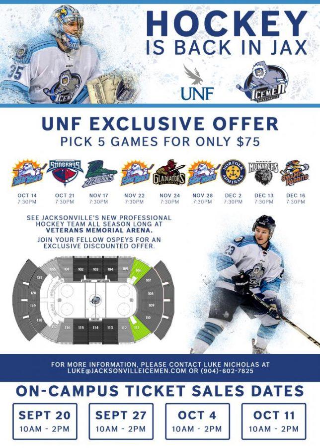 Student discounts available for IceMen hockey tickets UNF Spinnaker