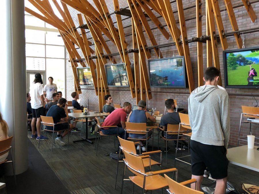 Students taking part of the Fortnite Tournament at the Boathouse in 2018.