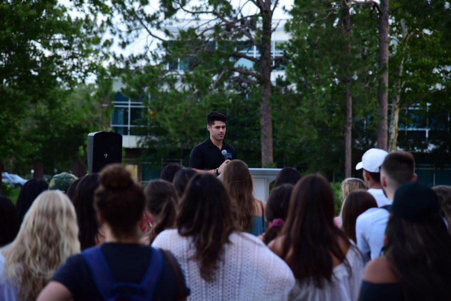 Seth Pearson speaking about Hayden Raulerson at Raulerson's vigil on Monday night.