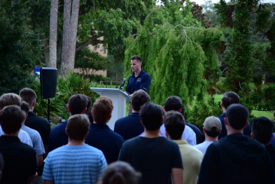 Nathan Cosgray speaking about Hayden Raulerson at Raulerson's vigil on Monday night.