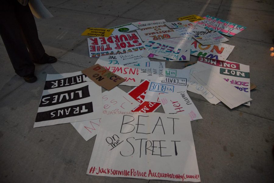 Signs used during the vigil