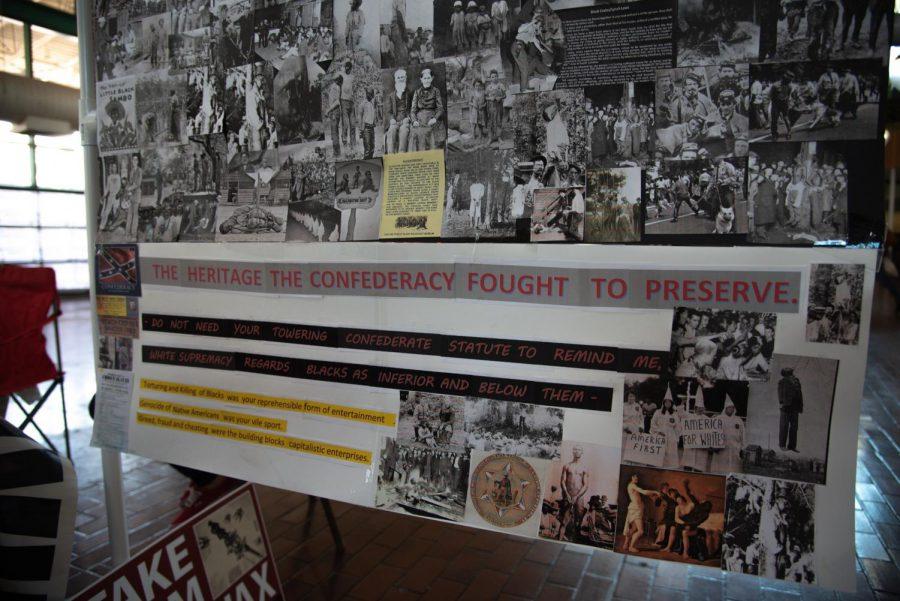 A board was set up at the rally in an attempt to express a viewpoint on the heritage of the Confederacy.