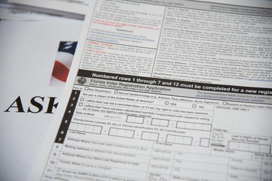 A voter registration form.