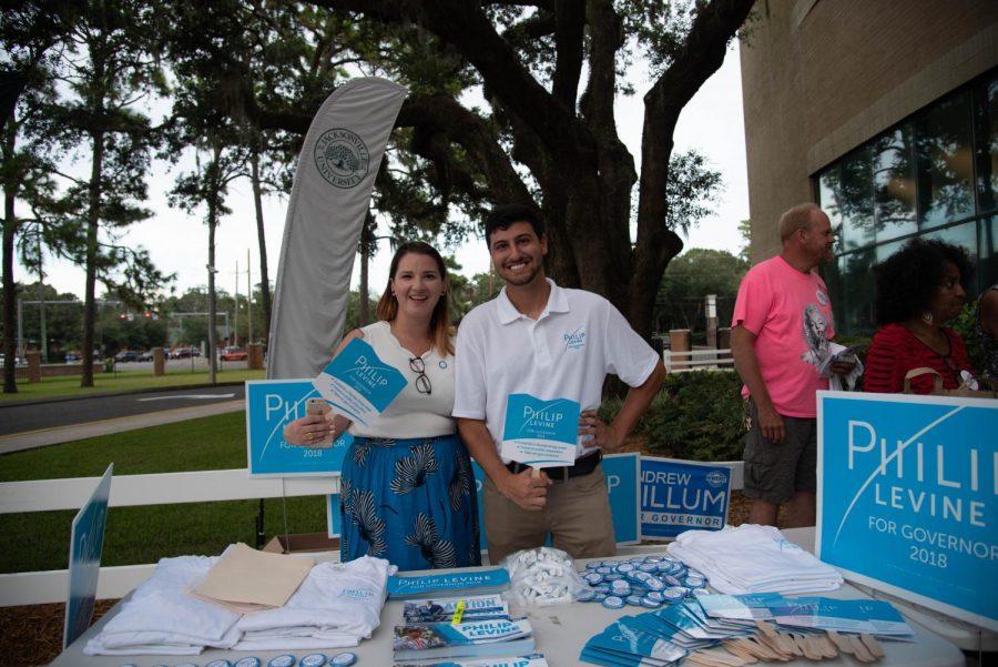 Philip Levine's campaign workers tabling outside the Forum