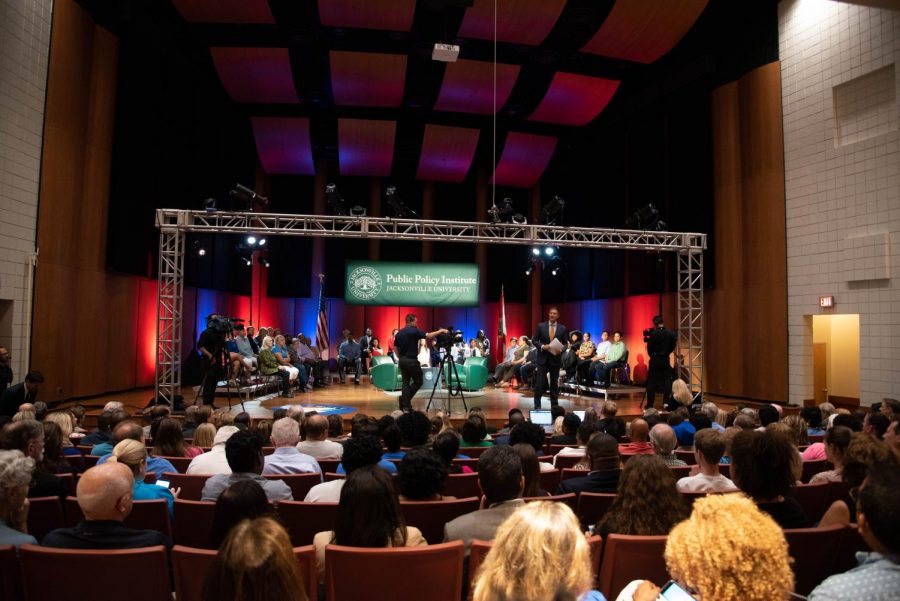 Terry Concert Hall before the Democratic Town Hall.