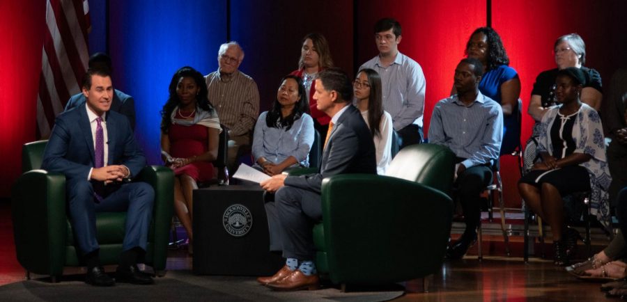 Chris King answers questions during the Town Hall Forum