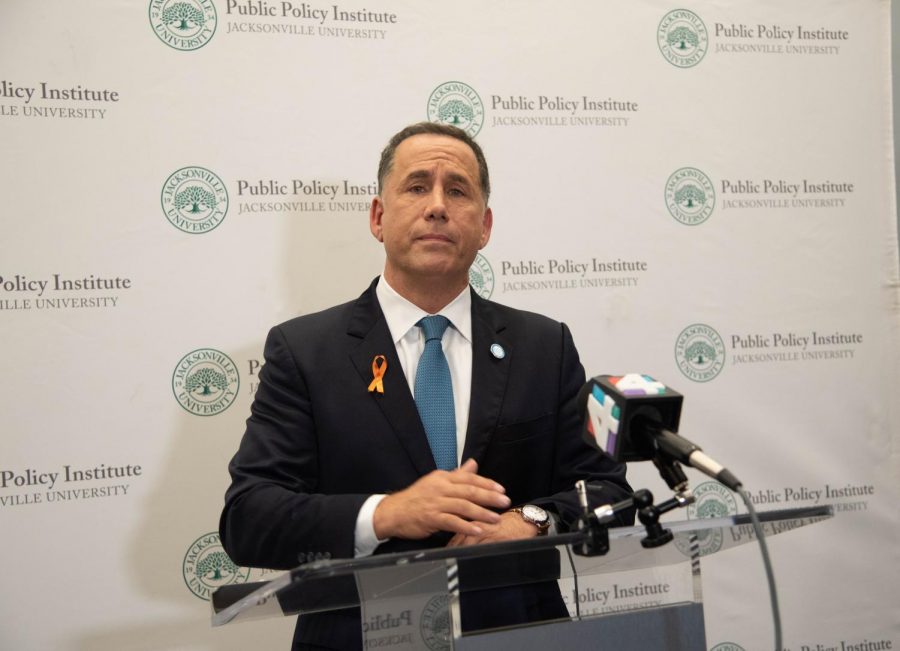 Philip Levine answers press questions after the Town Hall Forum