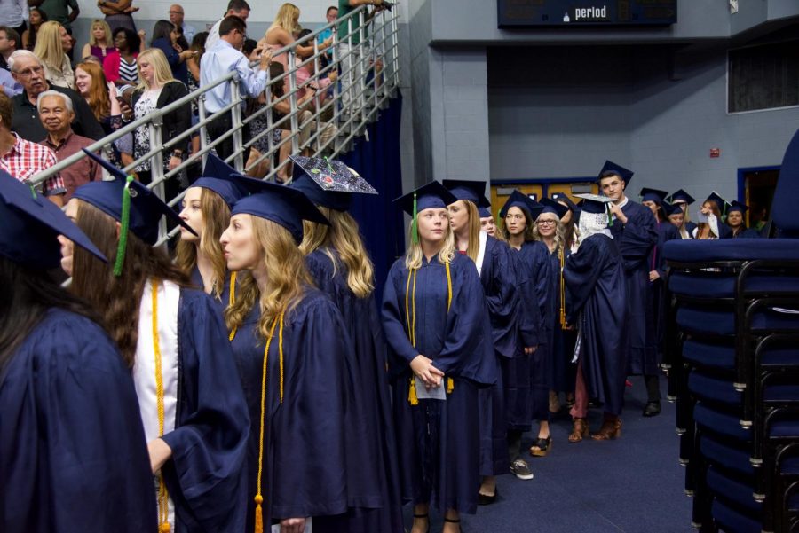 Graduates walking out to begin the ceremony.
