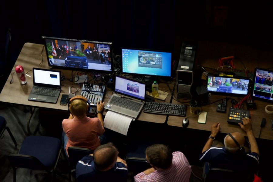 Behind the scenes at graduation.