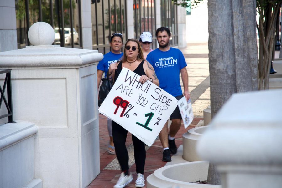 More peaceful protesters  walking to attend the event.