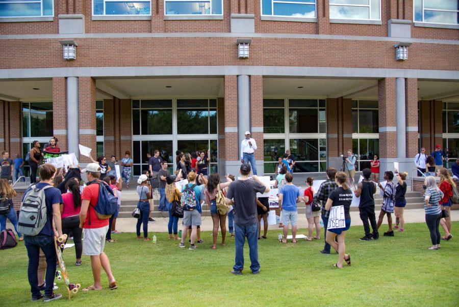 Gathering of attendees at Black Lives Matter rally.