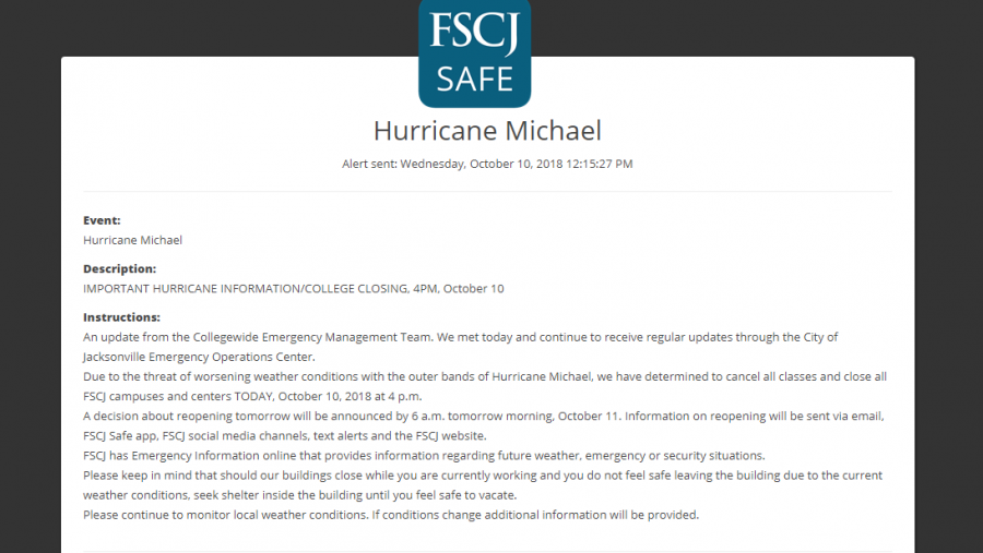 FSCJ will be closing the college and canceling all classes. Courtesy of FSCJ.