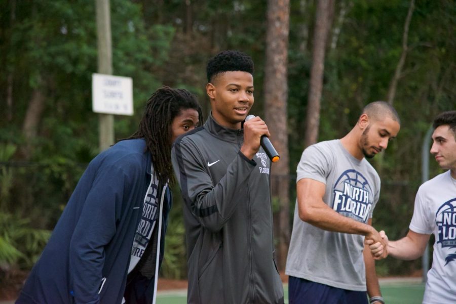 A student speaking at Swoop Madness.