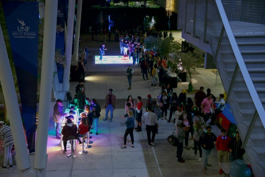 Students during the early stages of silent disco