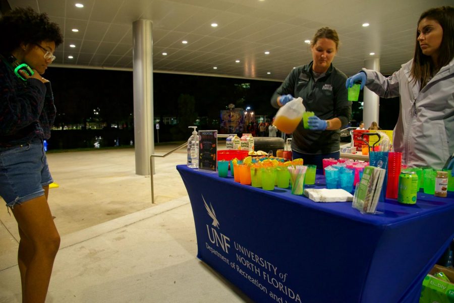 Student looking at drink options