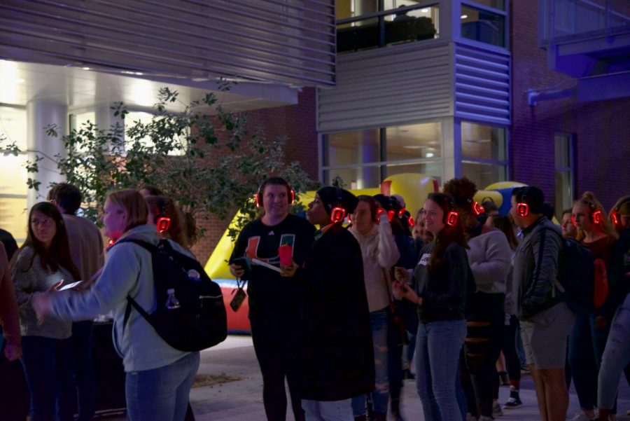 Students enjoying silent disco