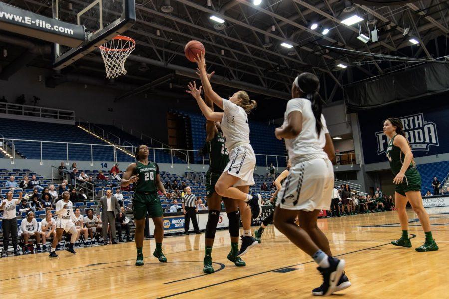 Dasha Eremeeva scored 10 points in the win over Stetson.