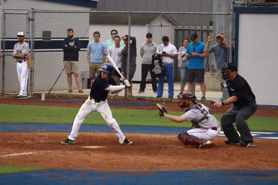 Senior Jay Prather prepares for the incoming pitch. 