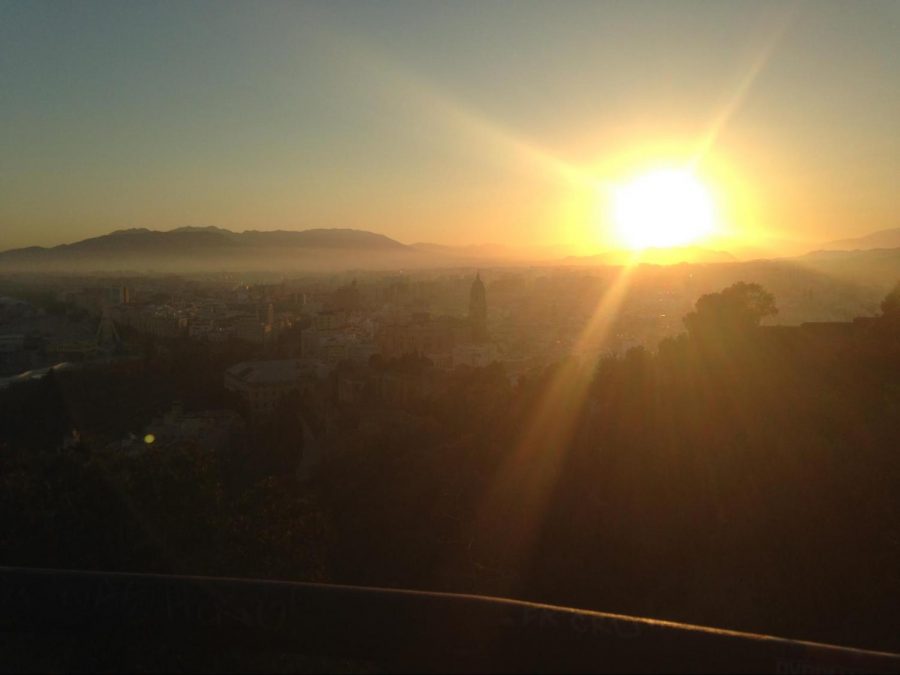 Sunset over the Málaga skyline.