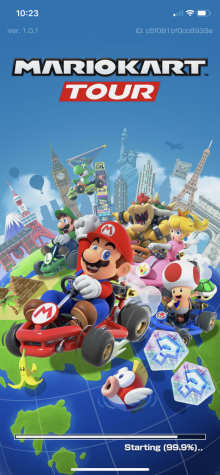 A screenshot of the title screen for Mario Kart Tour