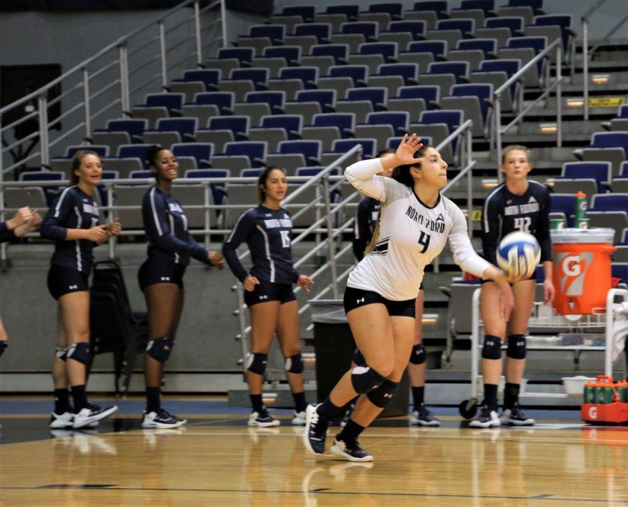 Rocio Moro prepares to serve the ball.