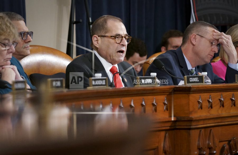 House Judiciary Committee Chairman Jerrold Nadler, D-N.Y., joined at right by Rep. Doug Collins, R-Ga., the ranking member, convenes the panel to hear investigative findings in the impeachment inquiry against President Donald Trump, on Capitol Hill in Washington, Monday, Dec. 9, 2019. (AP Photo/J. Scott Applewhite)