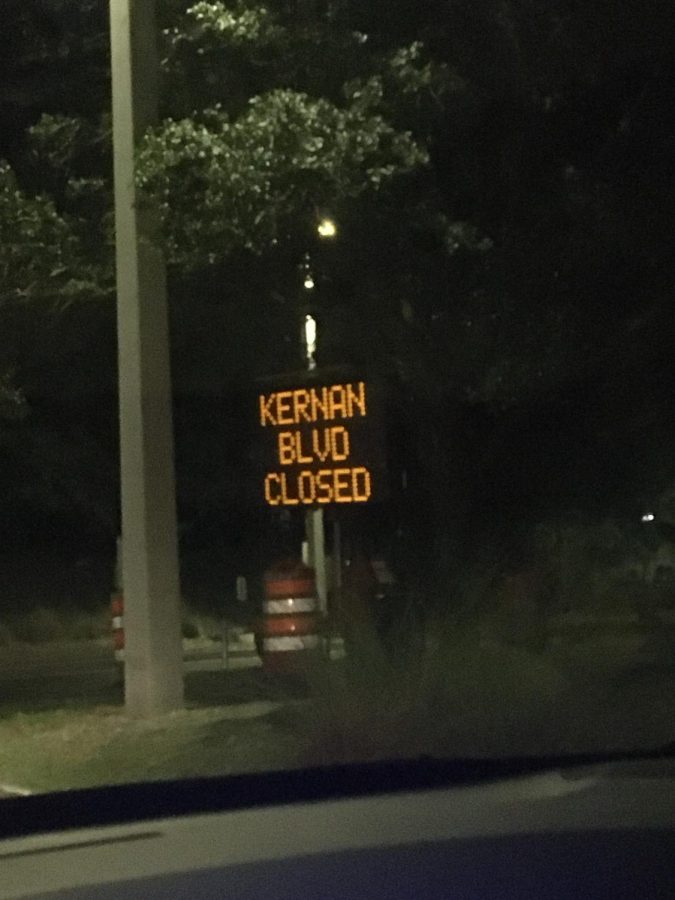 Kernan road closure sign. Photo credit Lili Weinstein.