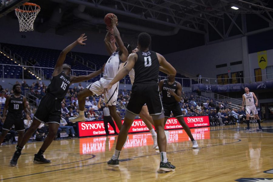 Wajid Aminu scored 11 and grabbed 11 rebounds in the win over Stetson.