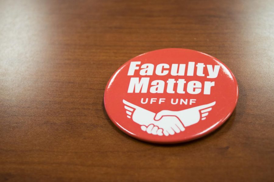UFF-UNF Faculty Matters Button. Photo credit Christian Ayers.