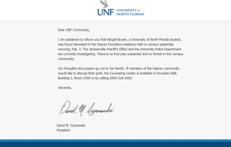 Email from UNF president