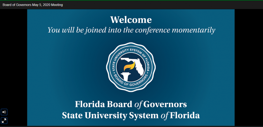 Opening slide welcoming the public to the Florida BOG conference call on May 5, 2020.