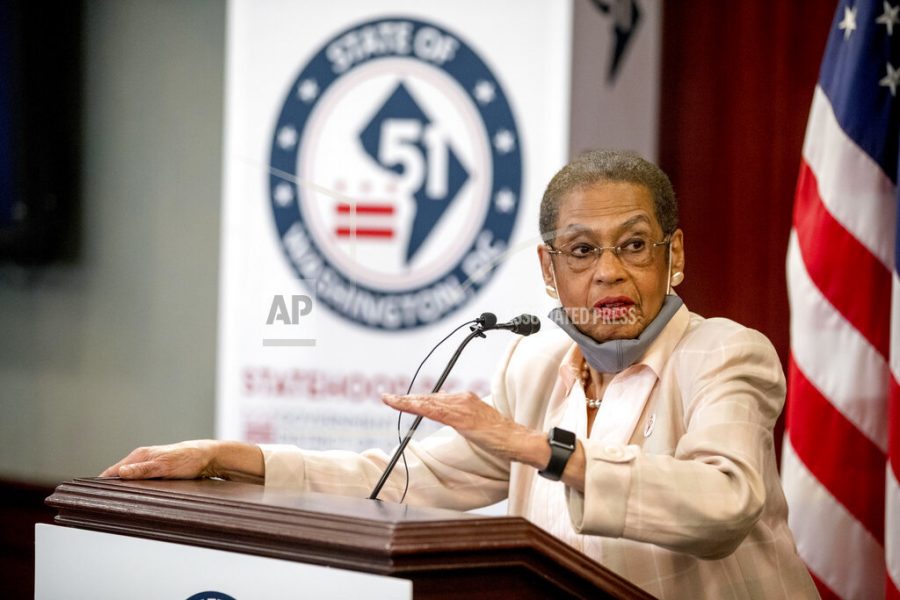 Delegate Eleanor Holmes Norton, D-D.C., speaks at a news conference on District of Columbia statehood on Capitol Hill, Tuesday, June 16, 2020, in Washington. House Majority Leader Steny Hoyer of Md. will hold a vote on D.C. statehood on July 26. (AP Photo/Andrew Harnik)