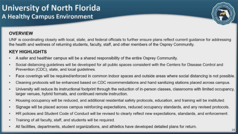 Part of UNF’s presentation for welcoming students to campus this fall. 