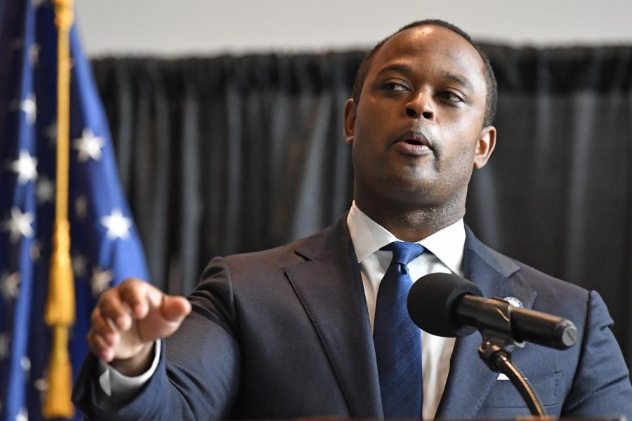 Kentucky Attorney General Daniel Cameron addresses the media following the return of a grand jury investigation into the death of Breonna Taylor, in Frankfort, Ky., Wednesday, Sept. 23, 2020. Of the three Louisville Metro police officers being investigated, one was indicted. (AP Photo/Timothy D. Easley)