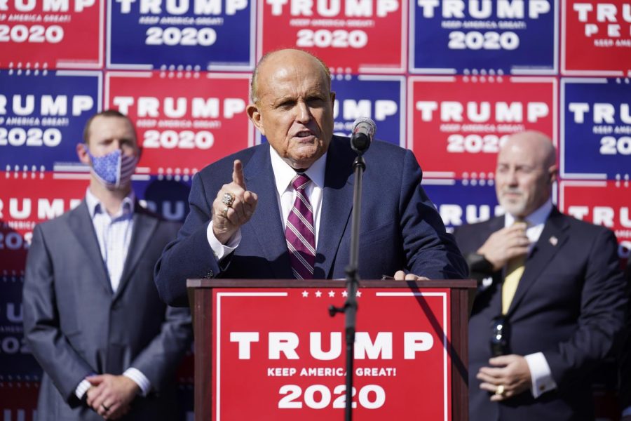 Former+New+York+mayor+Rudy+Giuliani%2C+a+lawyer+for+President+Donald+Trump%2C+speaks+during+a+news+conference+on+legal+challenges+to+vote+counting+in+Pennsylvania%2C+Saturday+Nov.+7%2C+2020%2C+in+Philadelphia.+%28AP+Photo%2FJohn+Minchillo%29