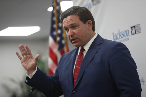 MIAMI, FLORIDA - JULY 13:  Florida Gov. Ron DeSantis speaks at a new conference on the surge in coronavirus cases in the state held at the Jackson Memorial Hospital on July 13, 2020 in Miami, Florida. Yesterday, Florida reported 15,300 new confirmed cases on Sunday, topping the previous U.S. record for the largest daily increase of Covid-19 infections. (Photo by Joe Raedle/Getty Images)