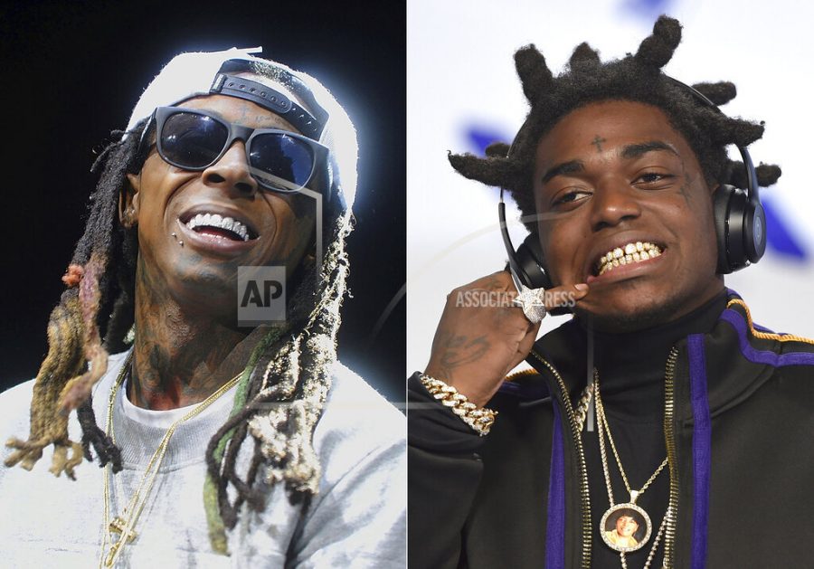 This combination of images shows  Lil Wayne performing during Hot 97s Busta Rhymes & Friends: Hot For The Holidays in Newark, N.J. on Sept. 13, 2016, left, and Kodak Black at the MTV Video Music Awards at The Forum in Inglewood, Calif. on Aug. 27, 2017.  President Donald Trump pardoned or commuted the sentences of more than 140 people in a last-minute clemency flurry after midnight on Wednesday, a list that included rappers Lil Wayne and Kodak Black. (AP Photo)