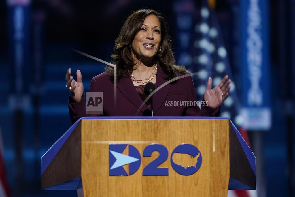 Democratic vice presidential candidate Sen. Kamala Harris of California, speaks during the third day of the Democratic National Convention, at the Chase Center in Wilmington, Del., Aug. 19, 2020. (AP Photo/Carolyn Kaster, File)