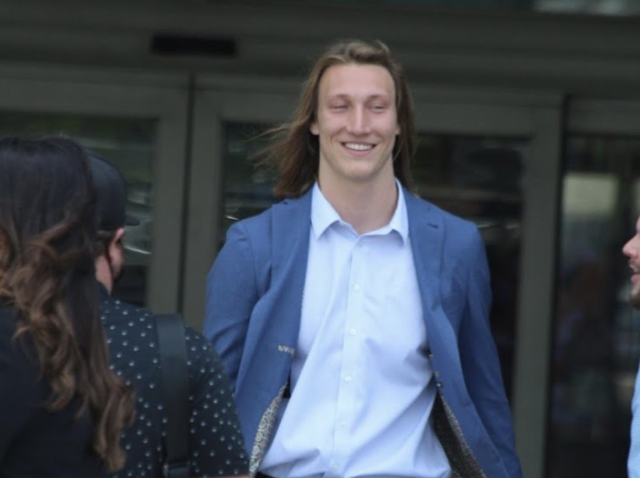 A day after being drafted first overall by the Jacksonville Jaguars, Trevor Lawrence arrived in his new city and was seen taking in the new sights