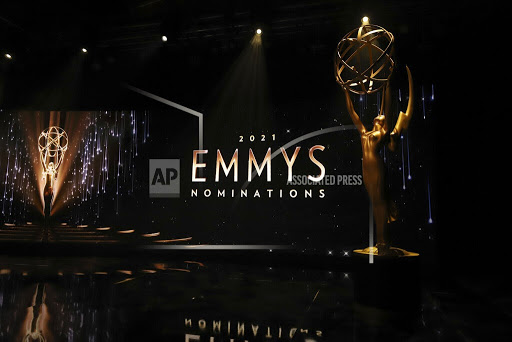An Emmy statuette is seen on set during the virtual 73rd Emmy Awards Nominations Announcements via live streaming on Emmys.com from ShowPro Live Studios on Tuesday, July 13, 2021 in Los Angeles. (Photo by Danny Moloshok/Invision for the Television Academy/AP Images)