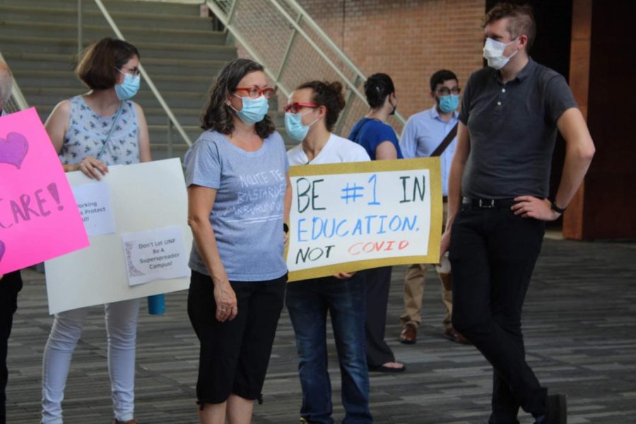 UNF faculty protest in the Student Union