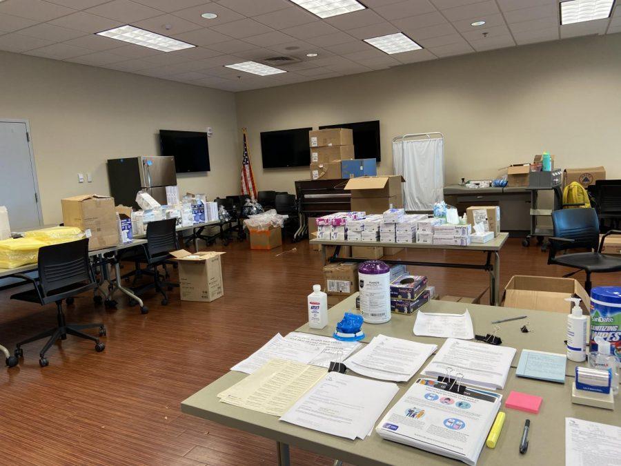 In this Sep. 10, 2021 photo, testing materials and supplies sit inside the University of North Floridas COVID-19 testing clinic. The clinic was set up in Building 62 and Lot 17 to provide students, faculty and staff with a place to safely test for COVID-19 at no additional cost. The clinic was later shut down in March 2022 as the COVID-19 cases lessened on campus.