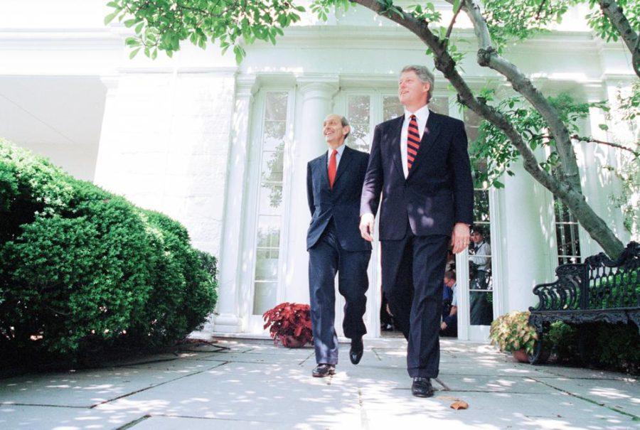 President Bill Clinton and his Supreme Court nominee Stephen Breyer leave the White House in Washington, May 16, 1994, for the Rose Garden where the President officially introduced Breyer to the nation. Breyer is retiring, giving President Joe Biden an opening he has pledged to fill by naming the first Black woman to the high court, two sources told The Associated Press Wednesday, Jan. 26, 2022.